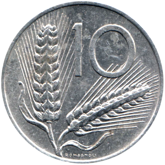 10 Lire, 1973 Reverse