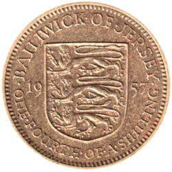 Preview ¼ shilling, 1957 reverse