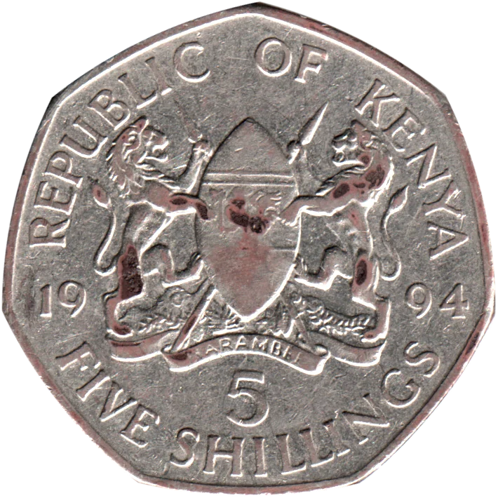 5 Shillings, 1994 Reverse