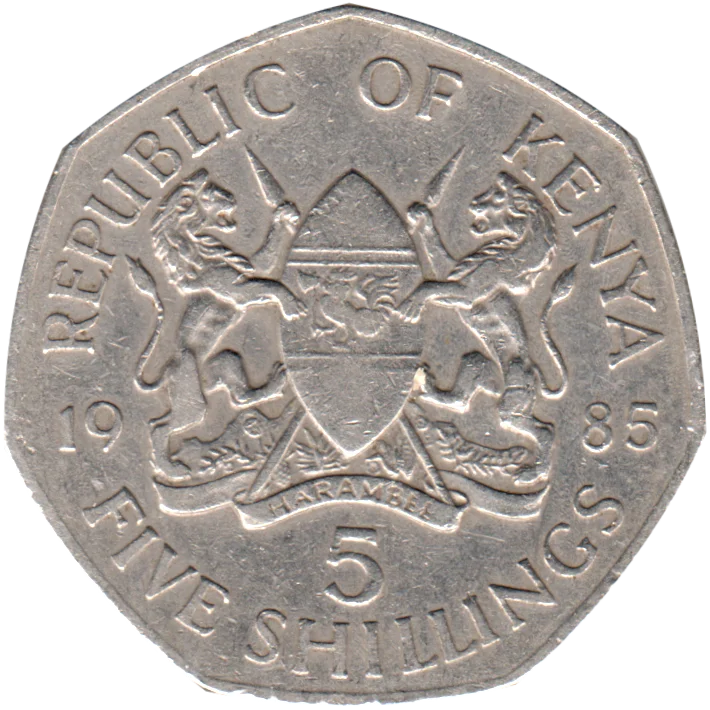 5 Shillings, 1985 Reverse