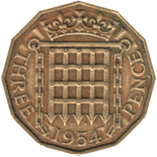 3 pence, 1954 Reverse