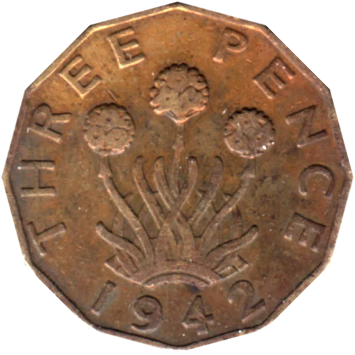 3 pence, 1942 Reverse