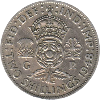 Preview 2 shillings, 1948 reverse