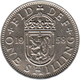 Preview 1 shilling, 1958 reverse
