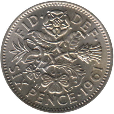 6 pence, 1961 Reverse
