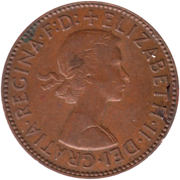 ½ penny, 1960 Obverse