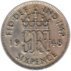 Preview 6 pence, 1948 reverse