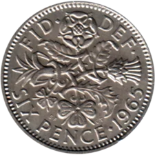 Preview 6 pence, 1965 reverse