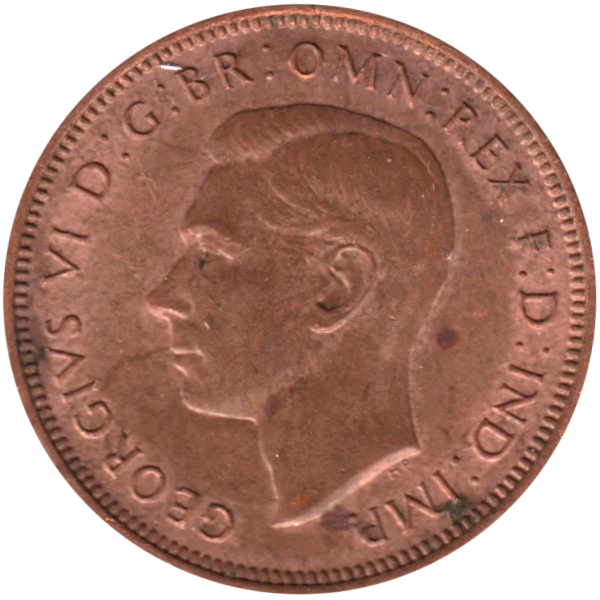 ½ penny, 1945 Obverse