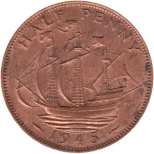 Preview ½ penny, 1945 reverse