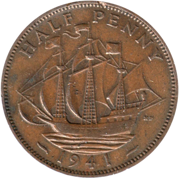 ½ penny, 1941 Reverse