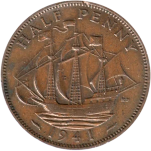 Preview ½ penny, 1941 reverse