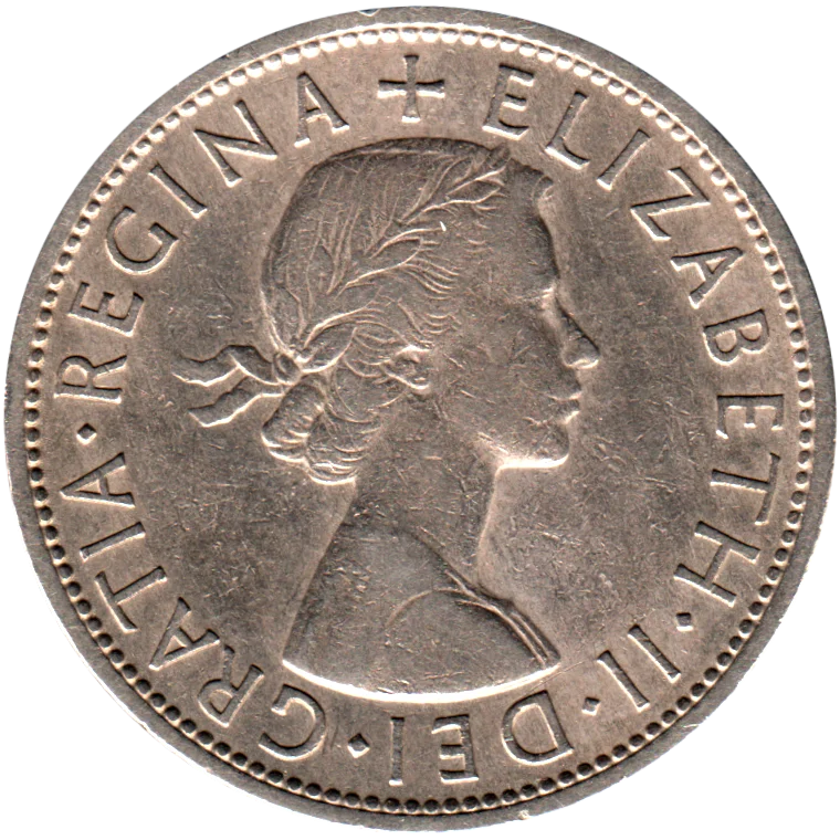 ½ crown, 1957 Obverse
