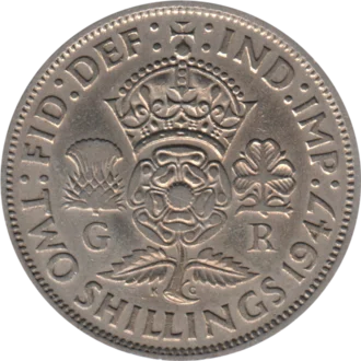Preview 2 shillings, 1947 reverse