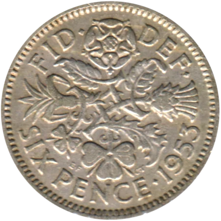 6 pence, 1953 Reverse
