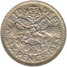 Preview 6 pence, 1953 reverse