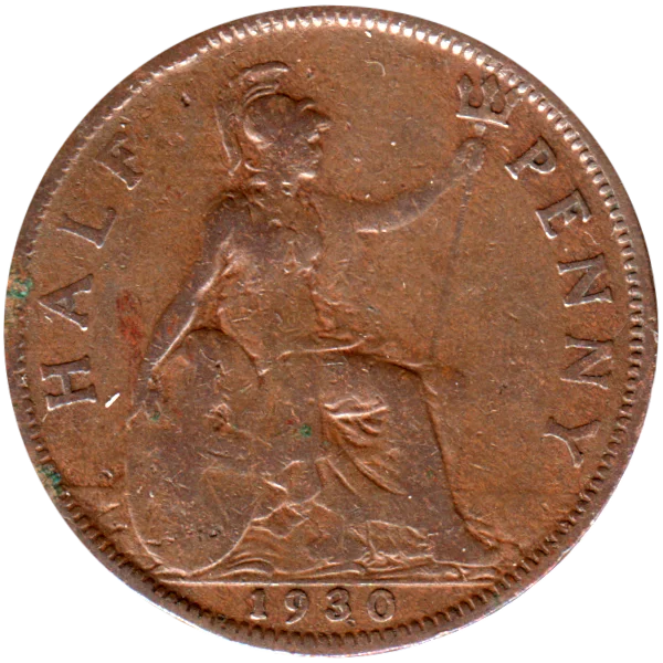 ½ penny, 1930 Reverse