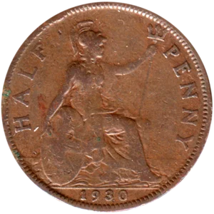Preview ½ penny, 1930 reverse