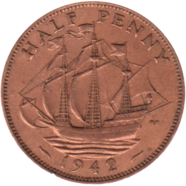 ½ penny, 1942 Reverse