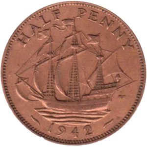 Preview ½ penny, 1942 reverse