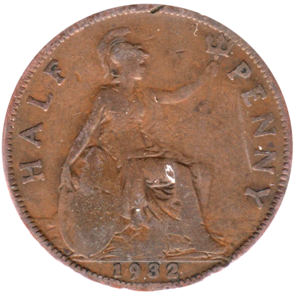 ½ penny, 1932 Reverse