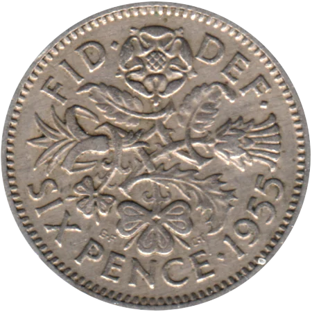 6 pence, 1955 Reverse