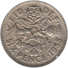 Preview 6 pence, 1955 reverse