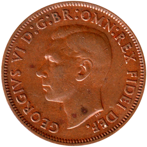 ½ penny, 1949 Obverse
