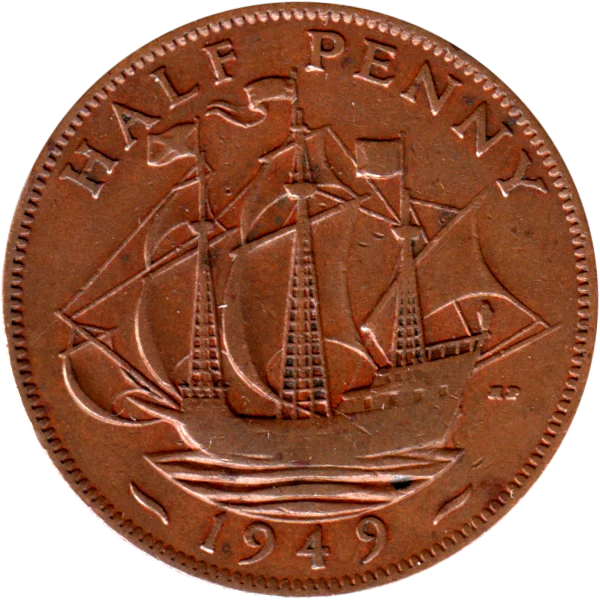 ½ penny, 1949 Reverse