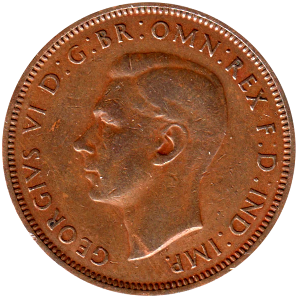 ½ penny, 1948 Obverse