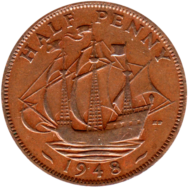 ½ penny, 1948 Reverse