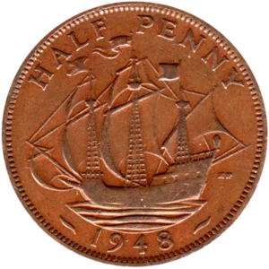 Preview ½ penny, 1948 reverse