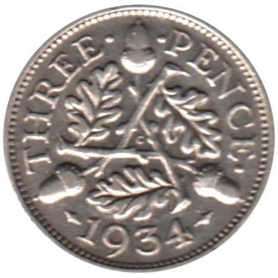 3 pence, 1934 Reverse