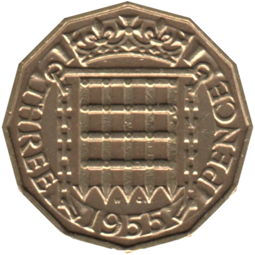3 pence, 1955 Reverse