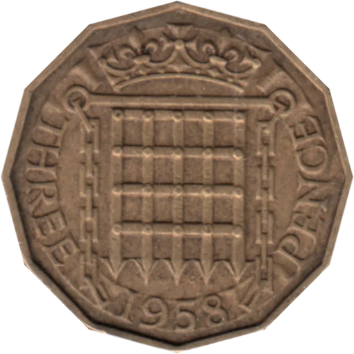 3 pence, 1958 Reverse