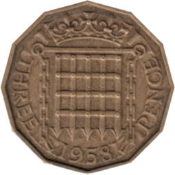Preview 3 pence, 1958 reverse