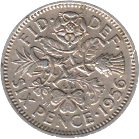 6 pence, 1956 Reverse