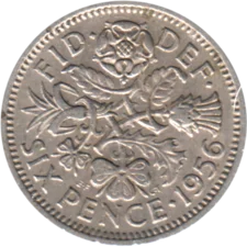 Preview 6 pence, 1956 reverse