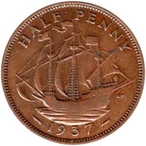 Preview ½ penny, 1937 reverse