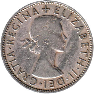 Preview 2 shillings, 1955 obverse