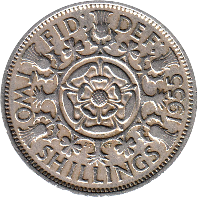 2 shillings, 1955 Reverse