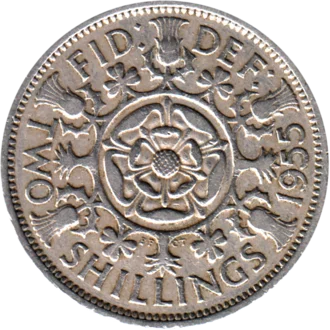 Preview 2 shillings, 1955 reverse