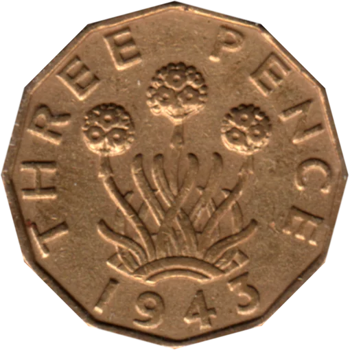 3 pence, 1943 Reverse