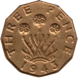 Preview 3 pence, 1943 reverse