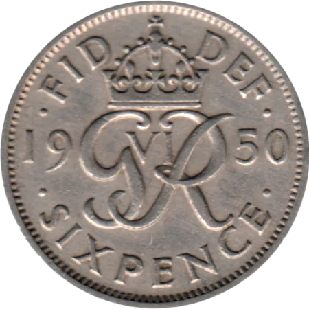 6 pence, 1950 Reverse