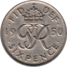 Preview 6 pence, 1950 reverse