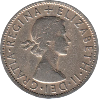 Preview 2 shillings, 1956 obverse