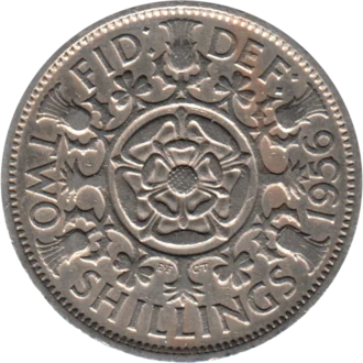 Preview 2 shillings, 1956 reverse