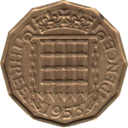 Preview 3 pence, 1953 reverse