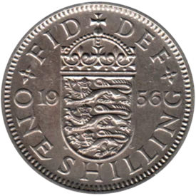 Preview 1 shilling, 1956 reverse